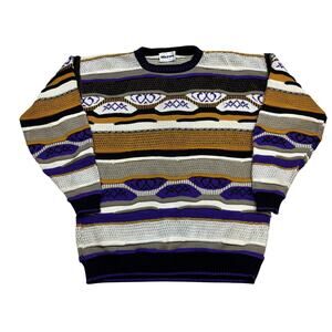 Vintage Hilton 3D Knit Abstract Sweater Men's XL Eclectic Grandpa Dad